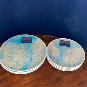 8 piece aquatic coral reef dinner set melamine teal blue